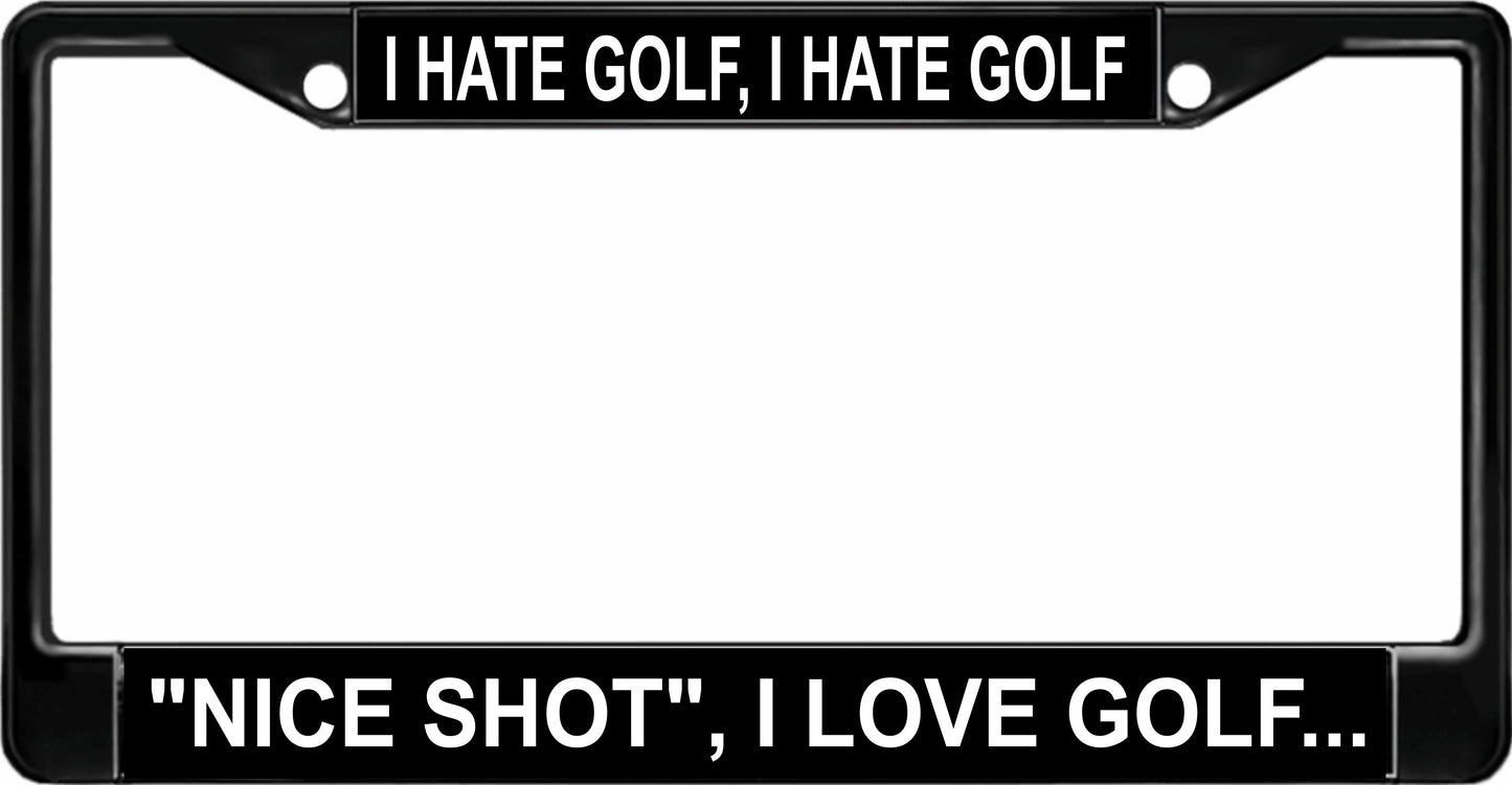 I Hate Golf Black License Plate Frame