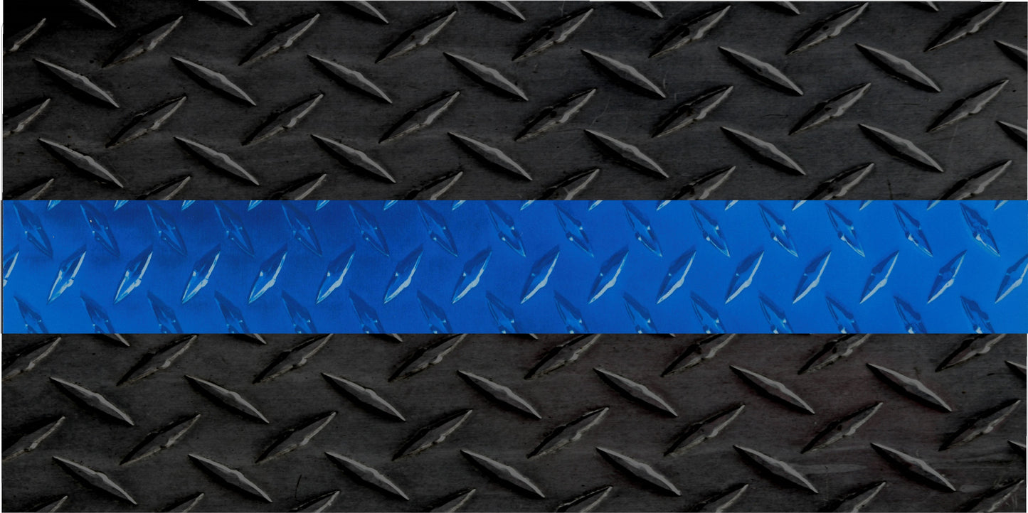 Police Thin Blue Line All Diamond Plate Photo License Plate