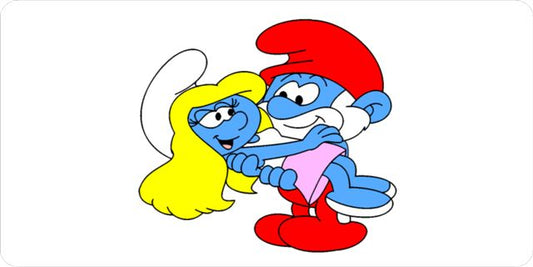 Papa Smurf And Smurfette Photo License Plate