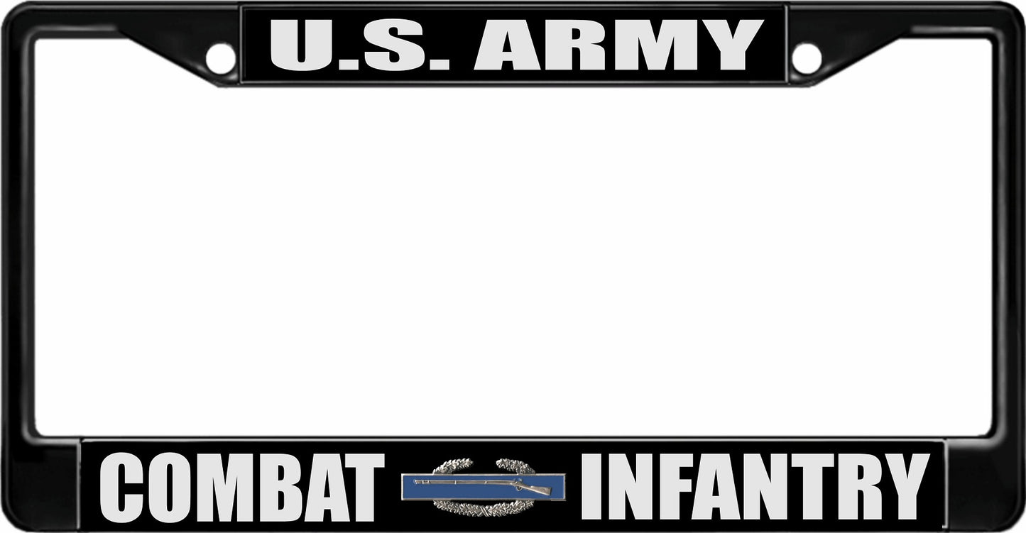 U.S. Army Combat Infantry Black License Plate Frame