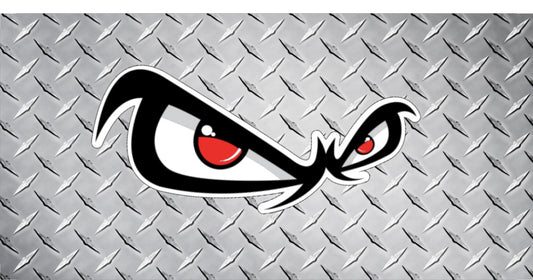 No Fear Eyes On Diamond Plate Photo License Plate