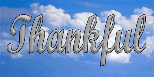 Thankful In Silver On Clouds Photo License Plate