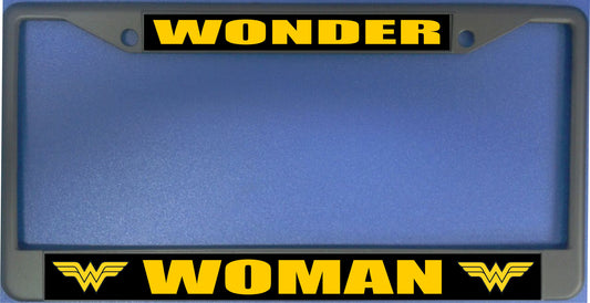 Wonder Woman On Black Photo License Plate Frame