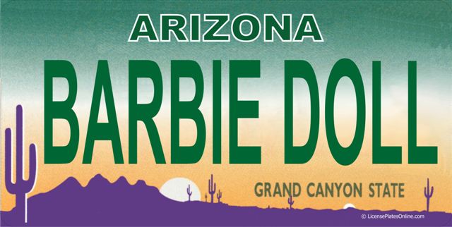 Arizona BARBIE DOLL Photo License Plate