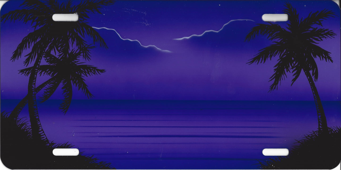Blue & Purple Beach Scene Photo License Plate