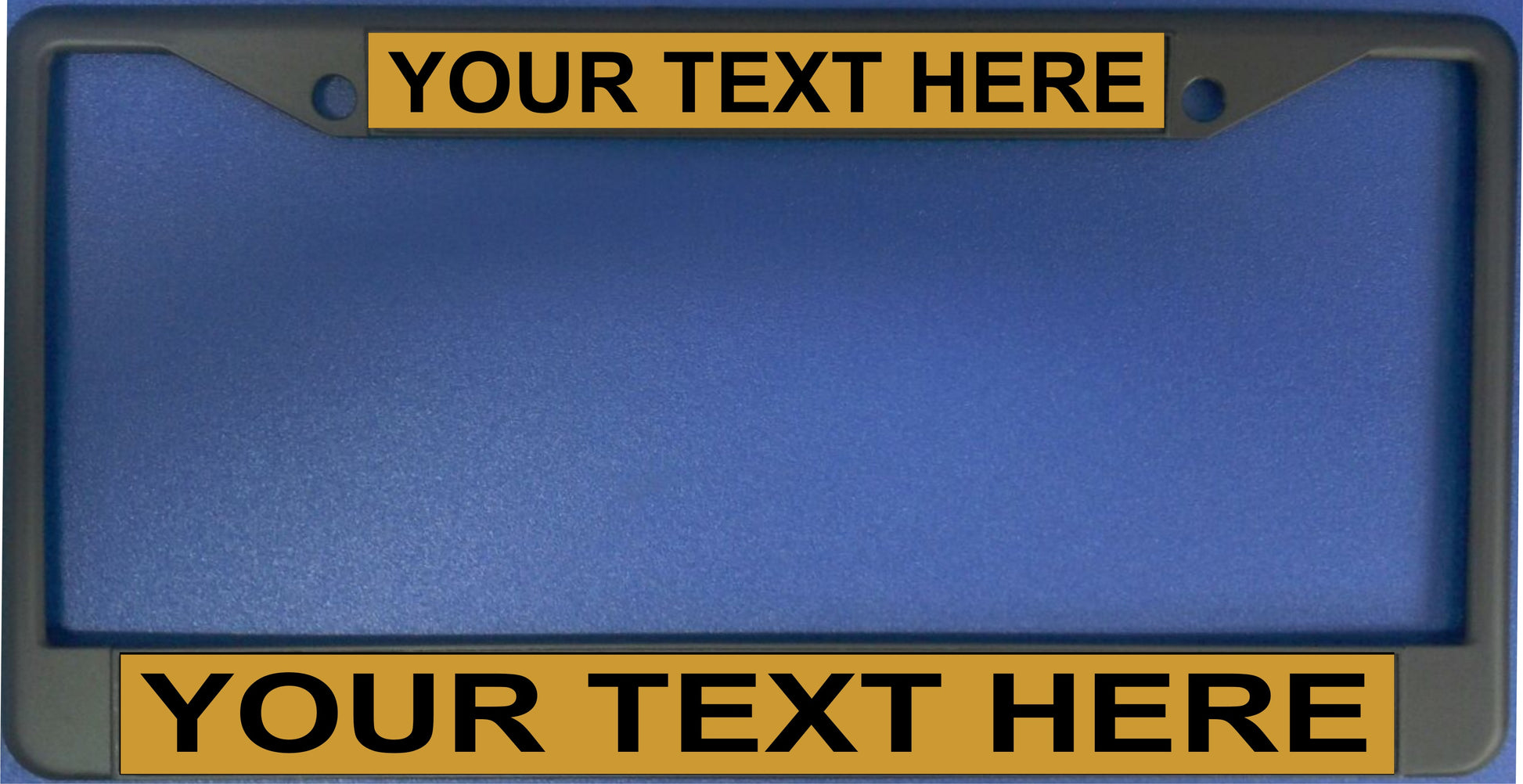 Your Text Here Gold Background Black License Plate Frame