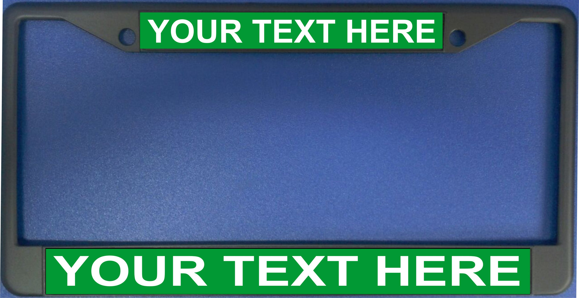 Your Text Here Green Background Black License Plate Frame