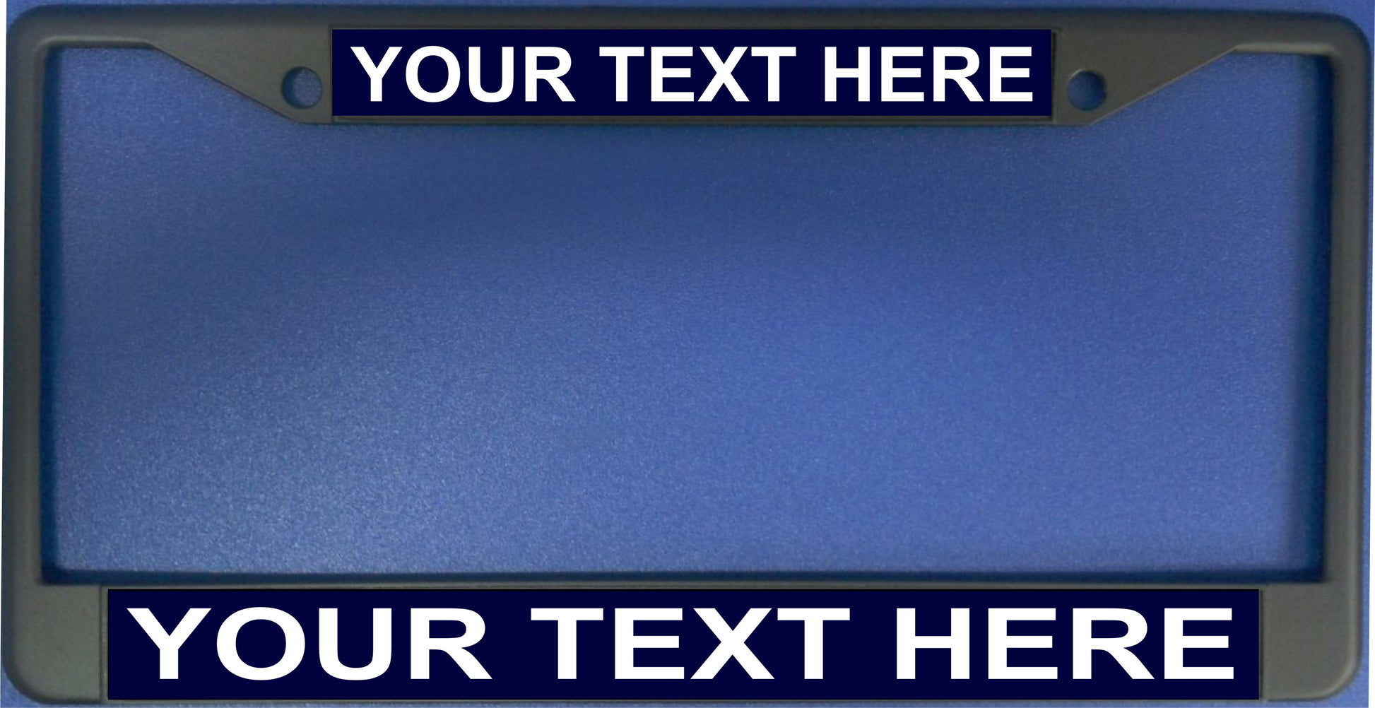 Your Text Here Navy Blue Background Black License Plate Frame