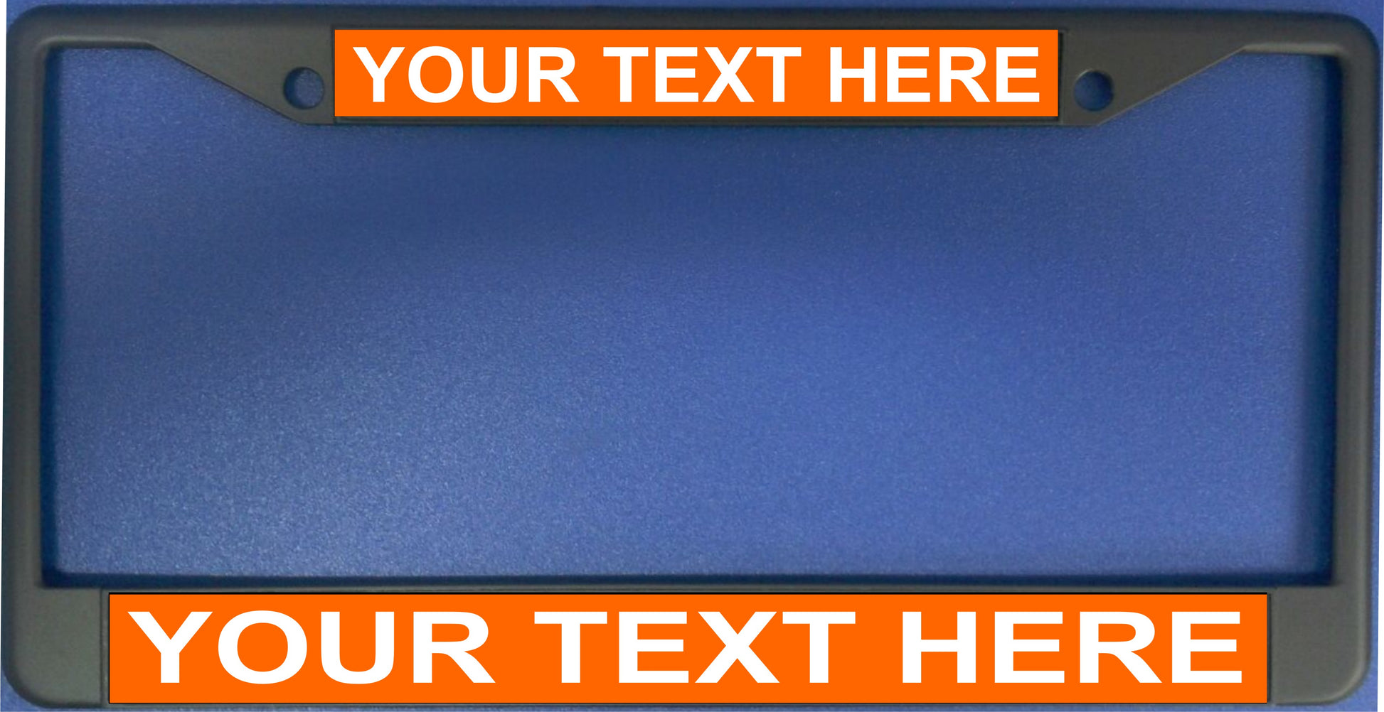 Your Text Here Orange Background Black License Plate Frame