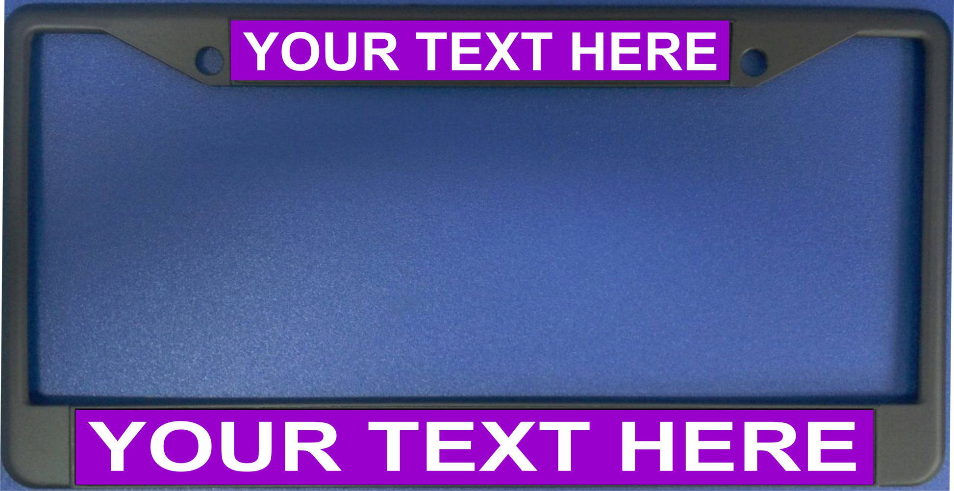 Your Text Here Purple Background Black License Plate Frame