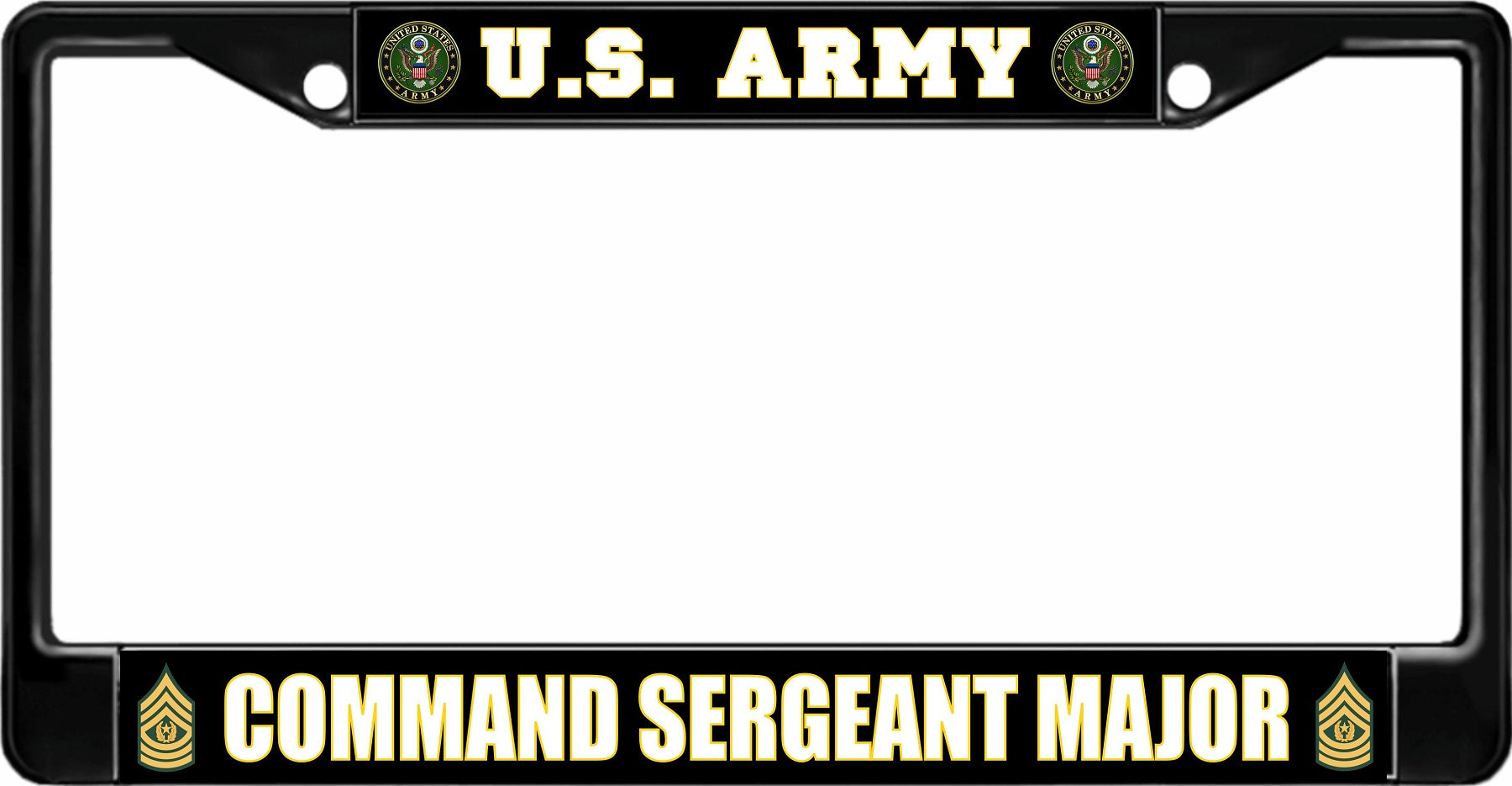 U.S. Army Command Sergeant Major Black License Plate Frame