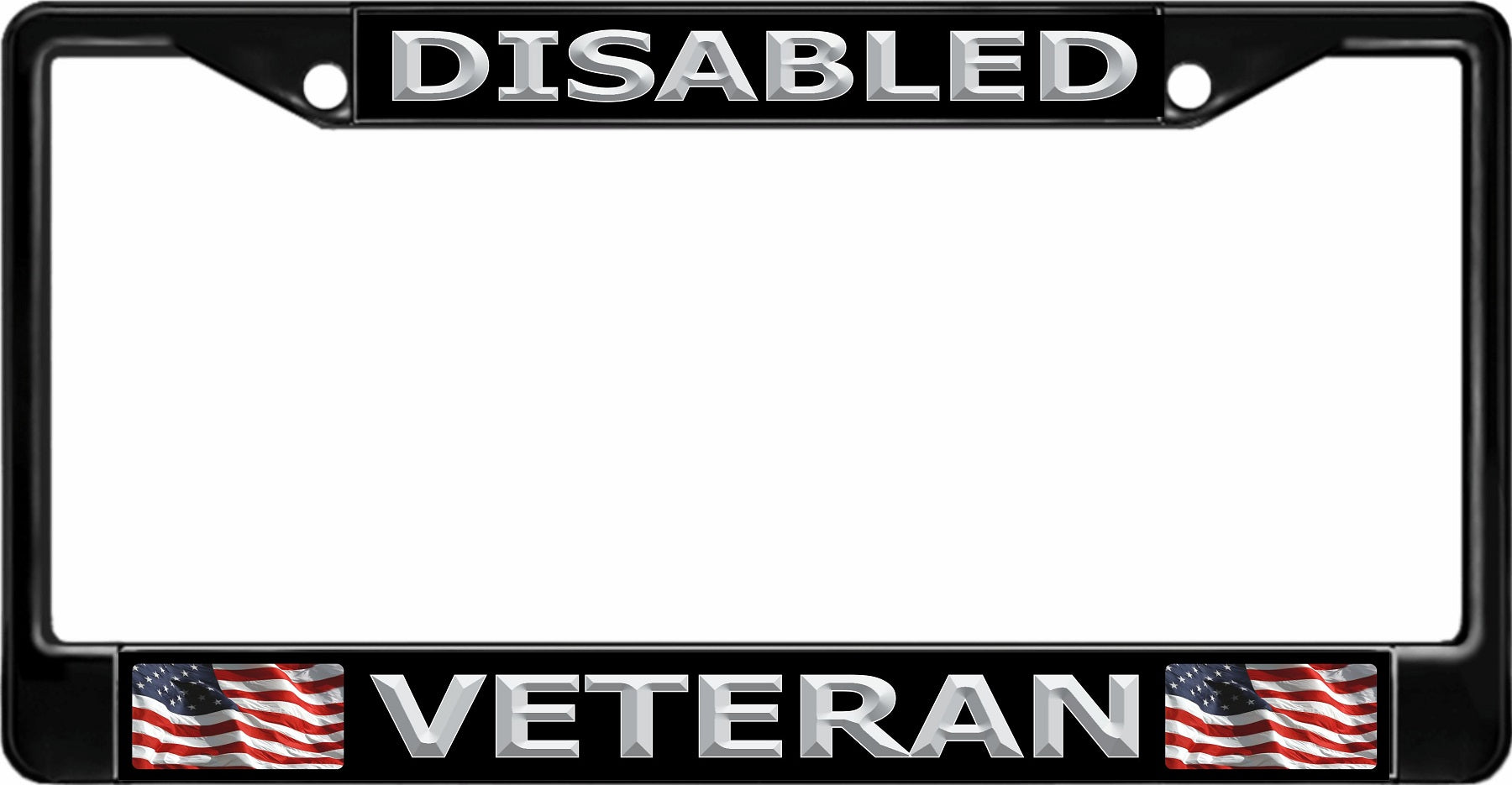 Disabled Veteran Black License Plate Frame