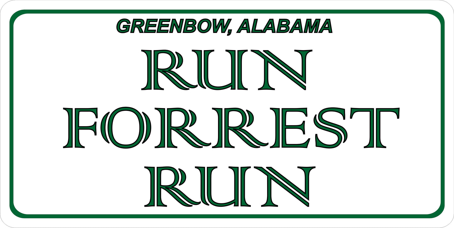 Run Forrest Run Photo License Plate