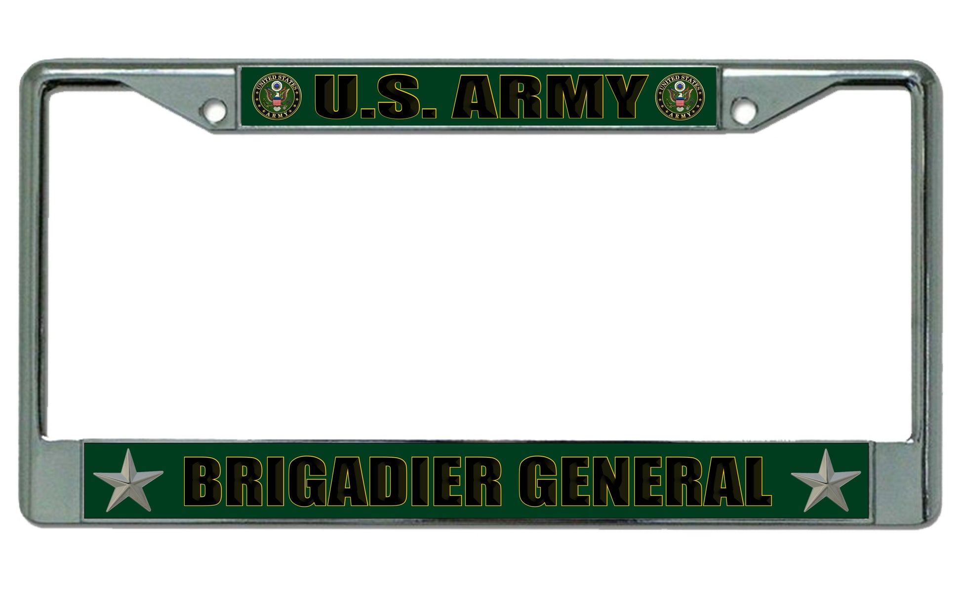 U.S. Army Brigadier General Chrome Photo License Plate Frame