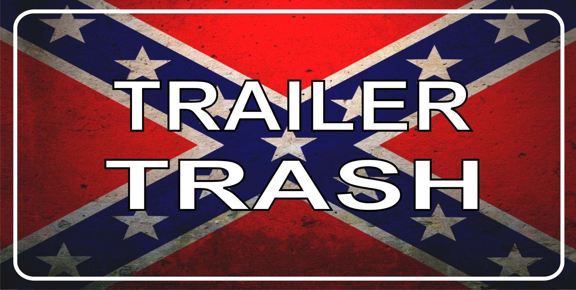 Trailer Trash Confederate Rebel Flag Photo License Plate