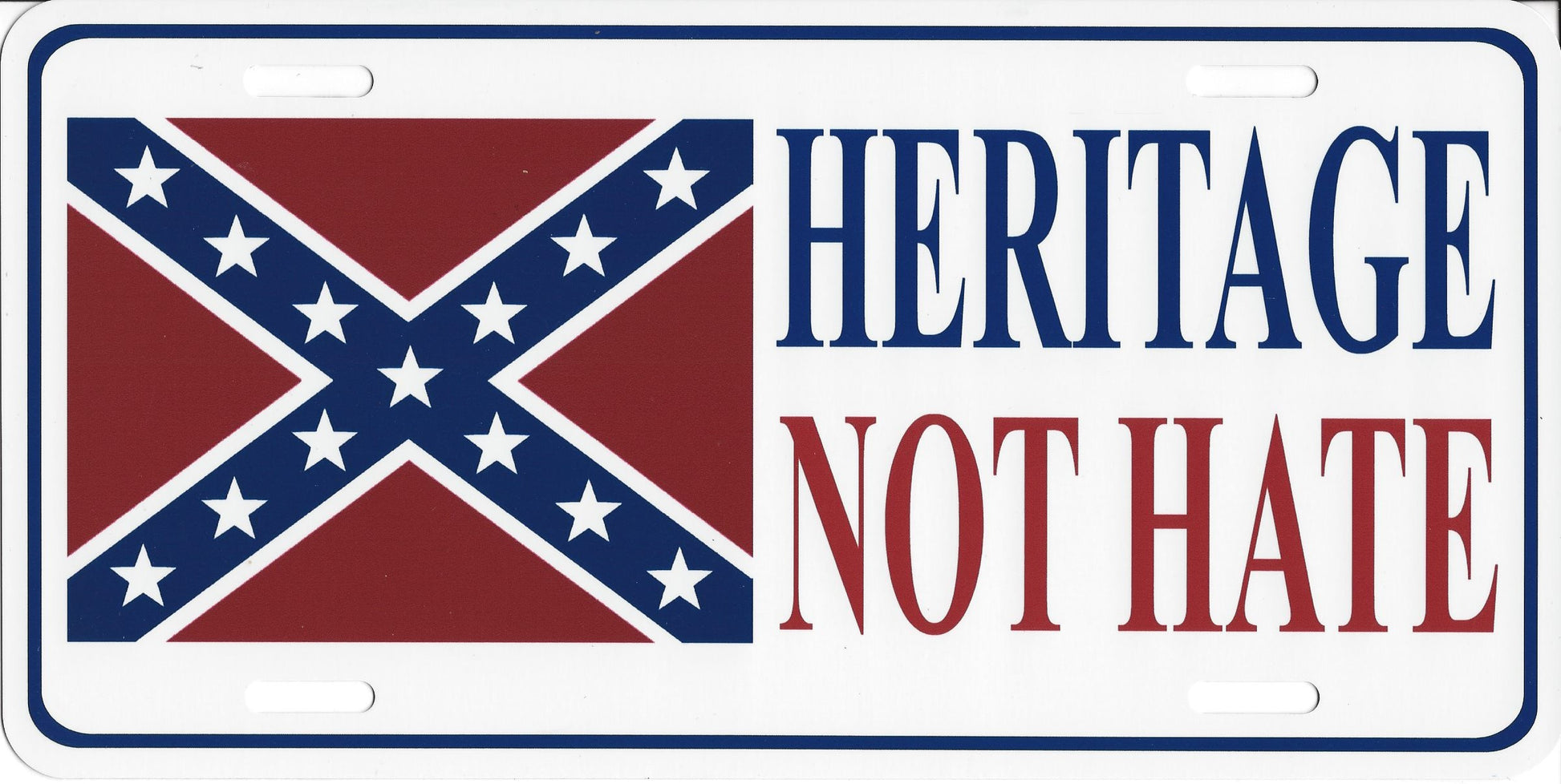 Heritage Not Hate Confederate Rebel Flag Photo License Plate