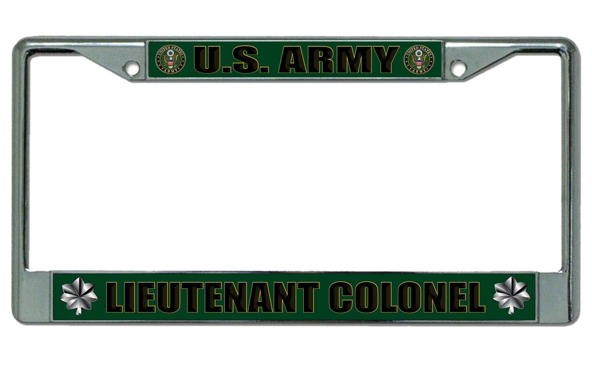 U.S. Army Lieutenant Colonel Chrome Photo License Plate Frame