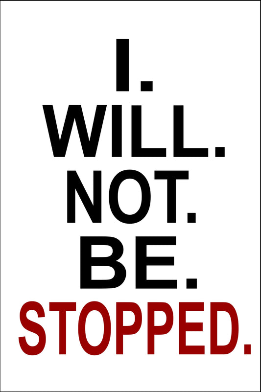 I Will Not Be Stopped Photo Parking Sign