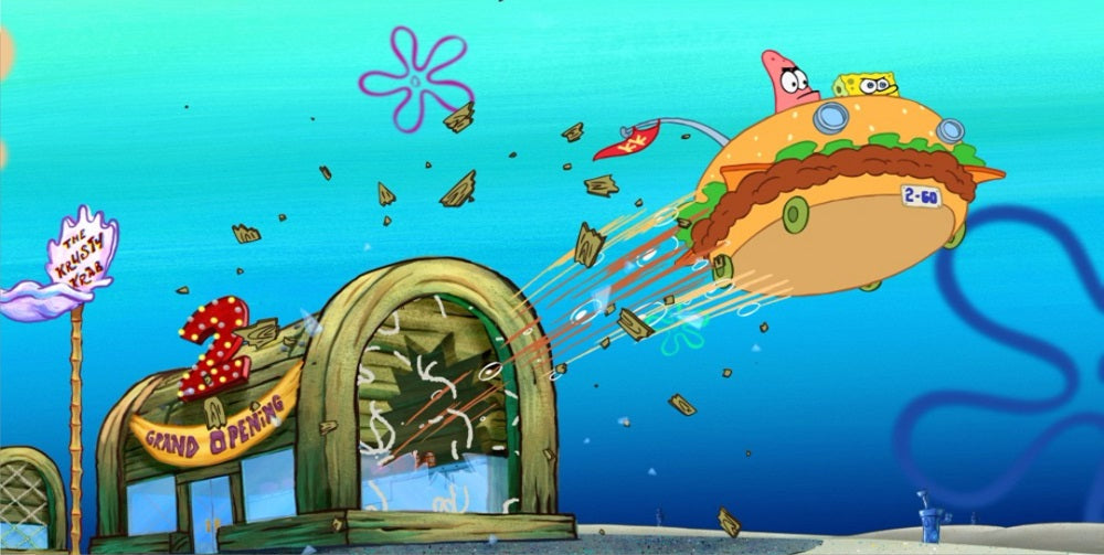 SpongeBob SquarePants Flying Burger Scene Photo License Plate