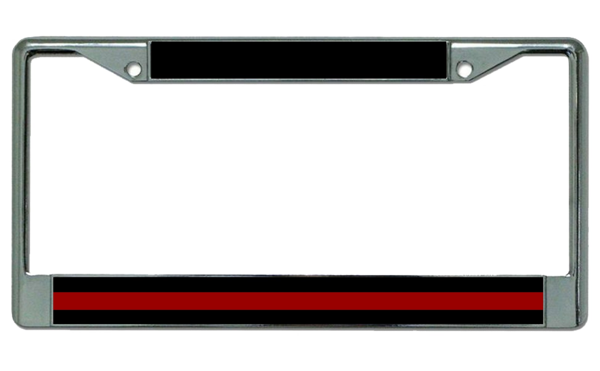 Thin Red Line Firefighter Chrome License Plate Frame