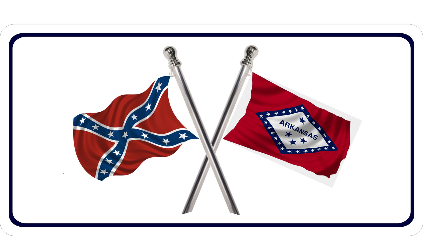 Confederate Rebel Flag / Arkansas Flag Photo License Plate