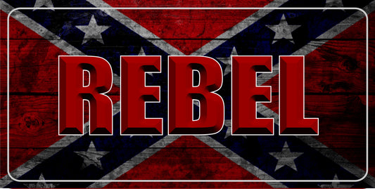 Rebel On Confederate Flag Photo License Plate