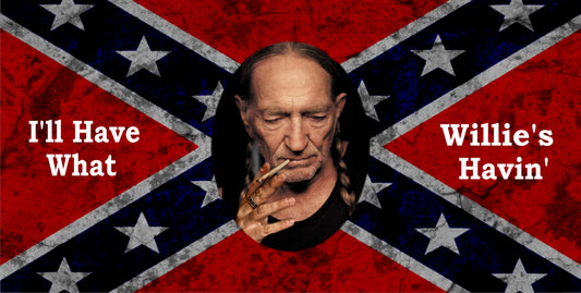 I"ll Have What Willie's Havin' Rebel Flag License Plate