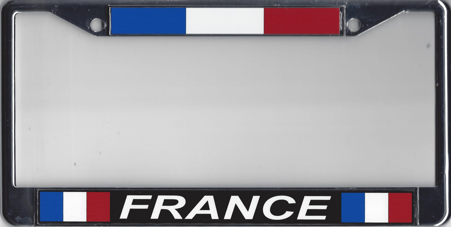 FRANCE Chrome Metal License Plate Frame