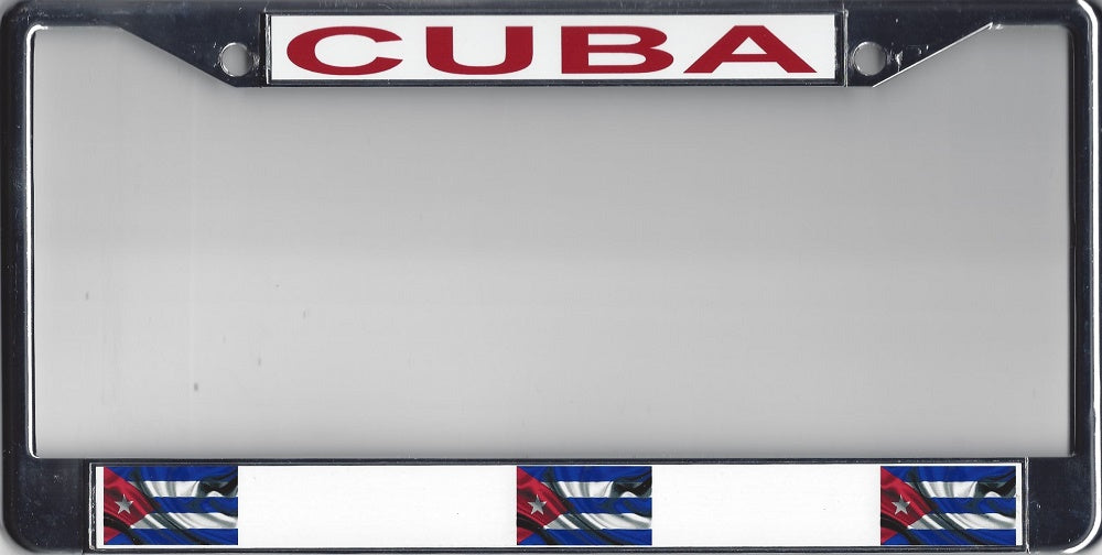 CUBA Chrome Metal License Plate Frame