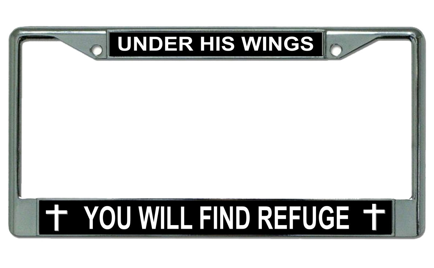 Under His Wings You Will Find Refuge Photo License Plate Frame