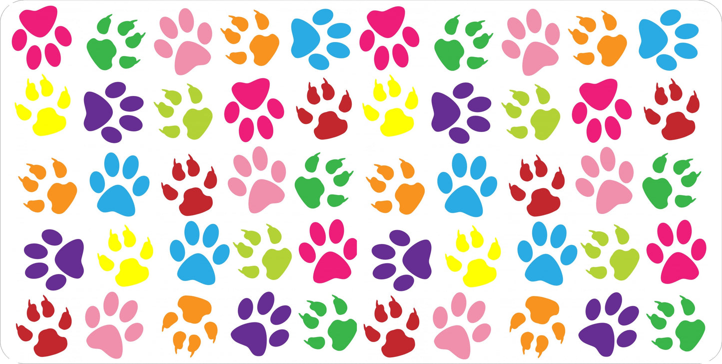 Colorful Paw Prints Photo License Plate