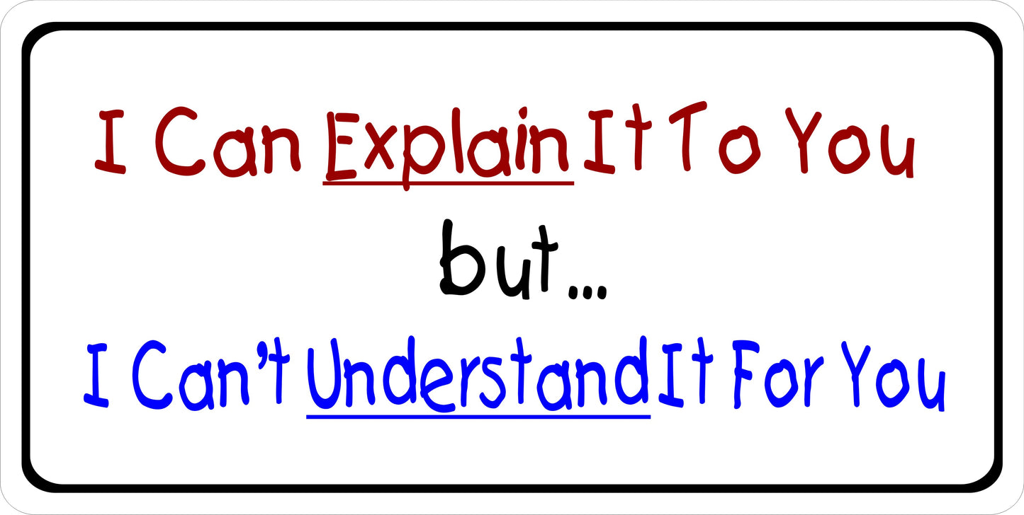 I Can Explain It To You But I Can't Understand It For You