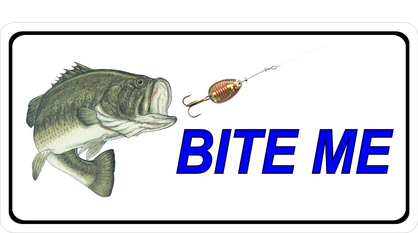 Bite Me Bass Fish And Lure Photo License Plate