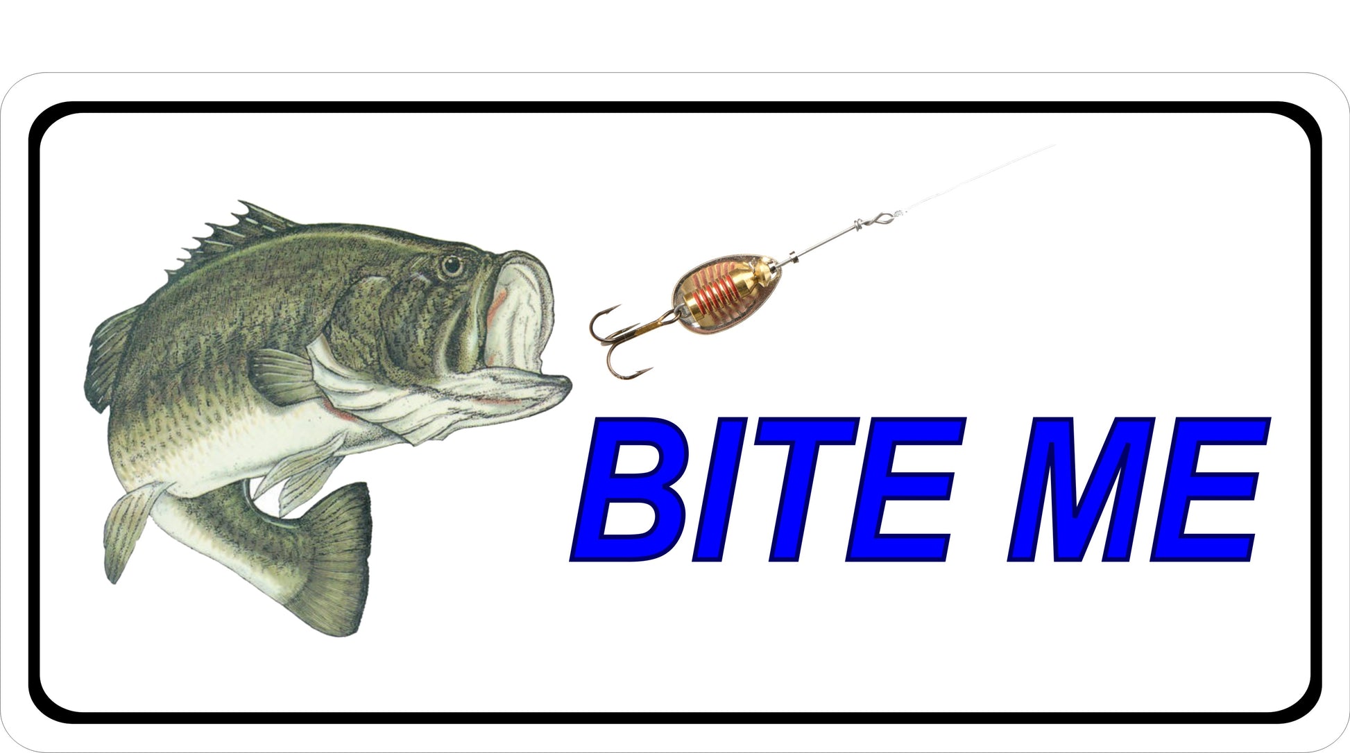 Bite Me Bass Fish And Lure Photo License Plate