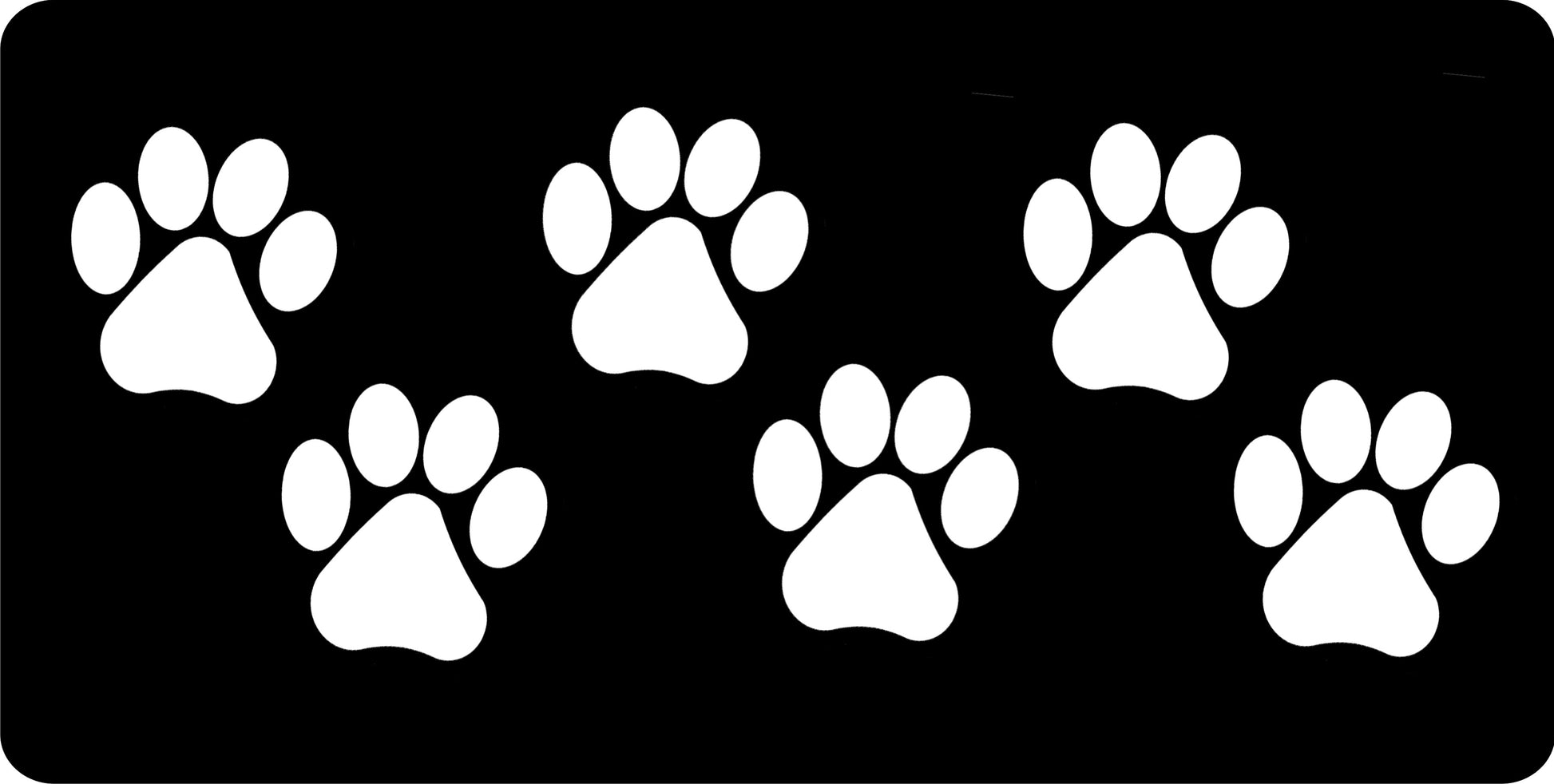 White Paw Prints On Black Photo License Plate