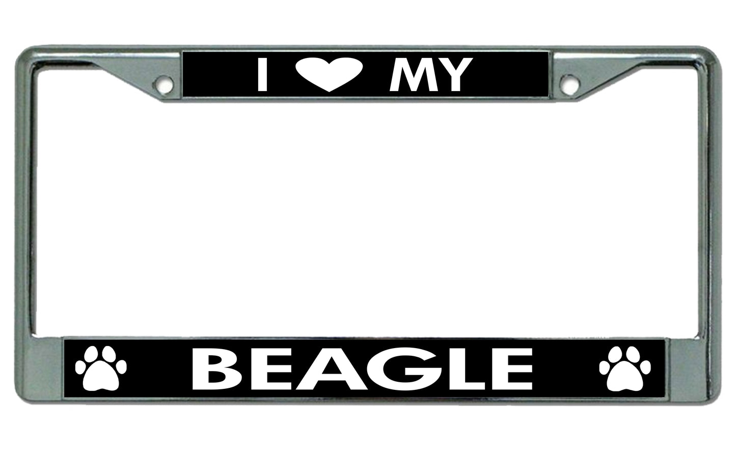 I Love My Beagle Chrome License Plate Frame