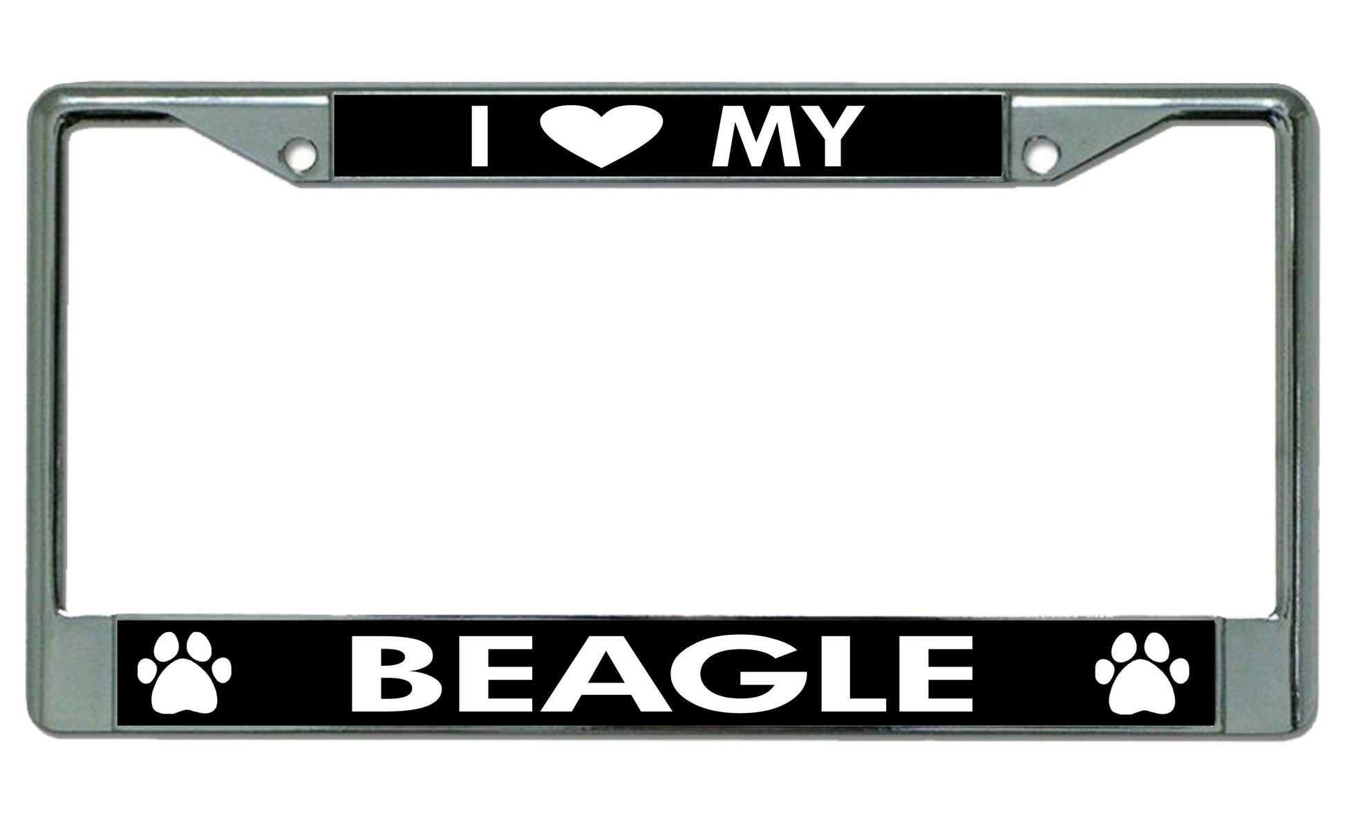 I Love My Beagle Chrome License Plate Frame