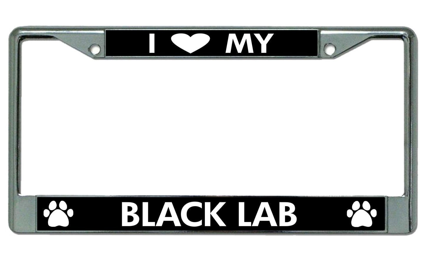 I Love My Black Lab Chrome License Plate Frame