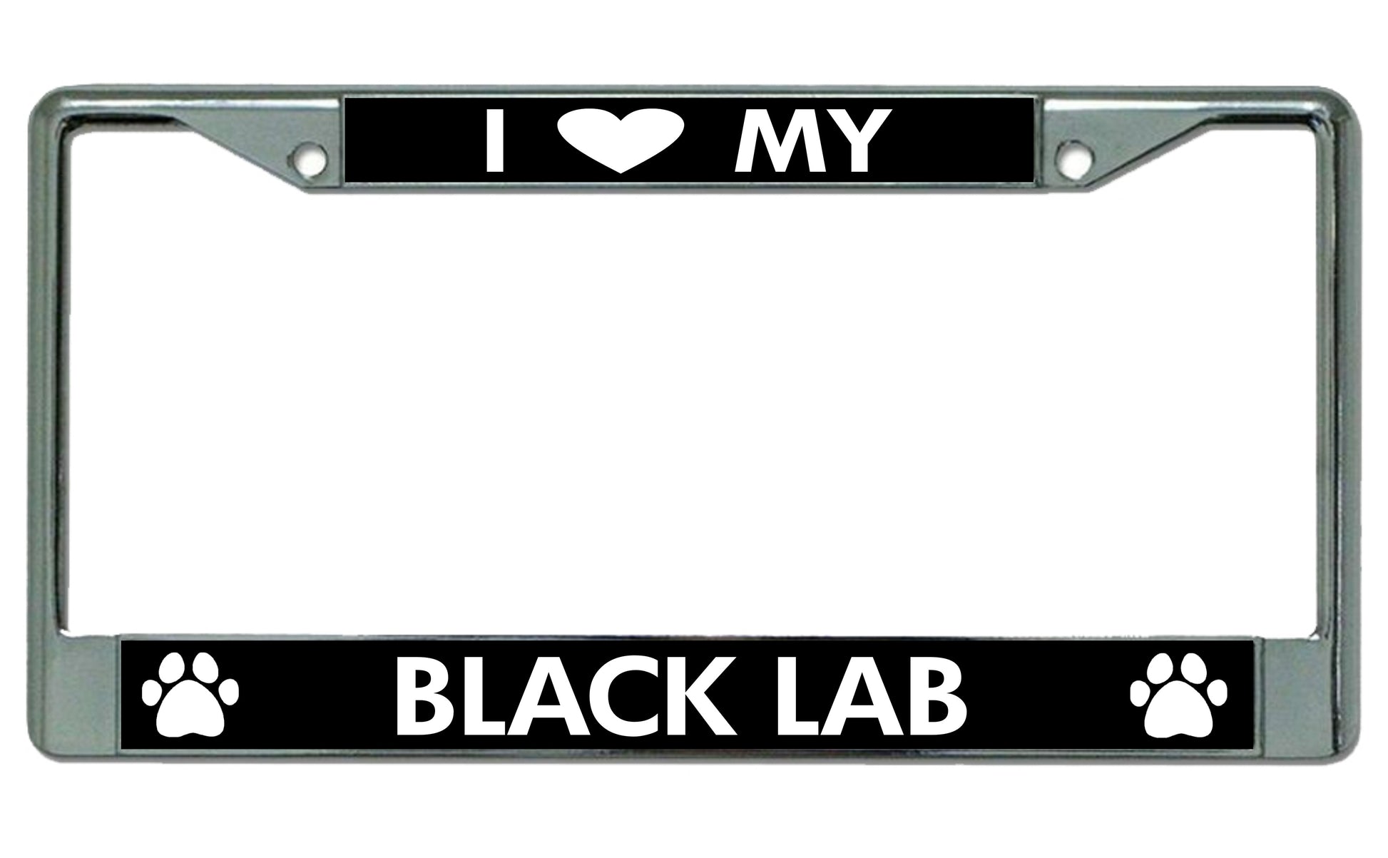 I Love My Black Lab Chrome License Plate Frame
