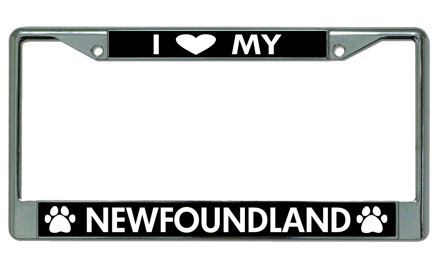 I Love My Newfoundland Chrome License Plate Frame