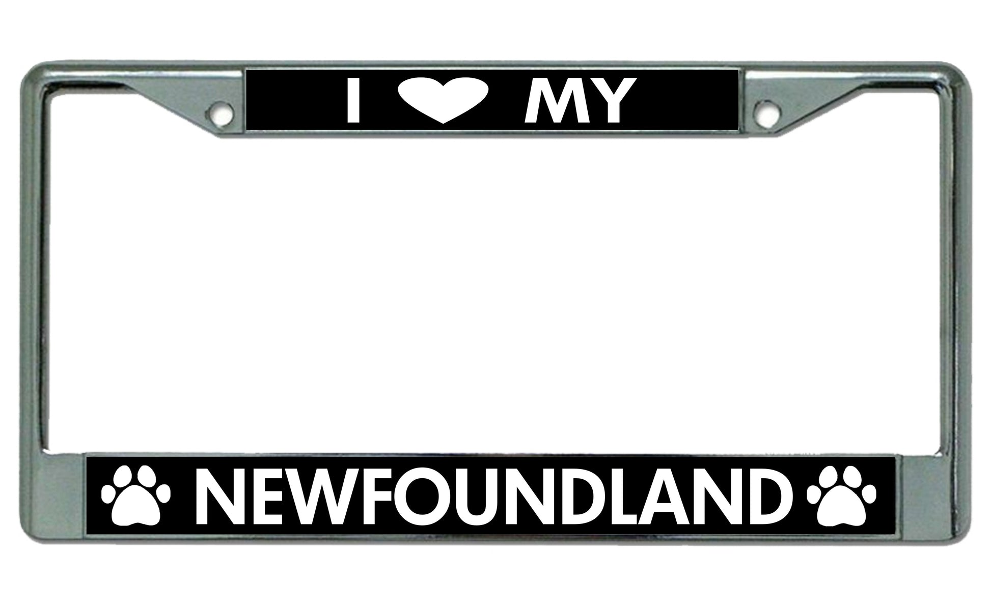 I Love My Newfoundland Chrome License Plate Frame