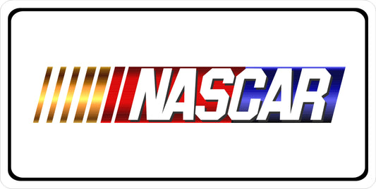 Nascar White Photo License Plate