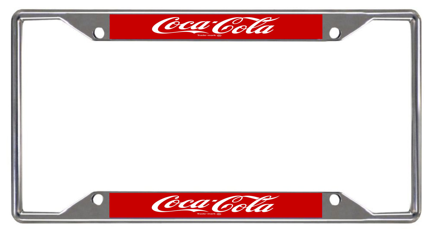 Coca Cola Single Logo 4 Hole Photo License Plate Frame