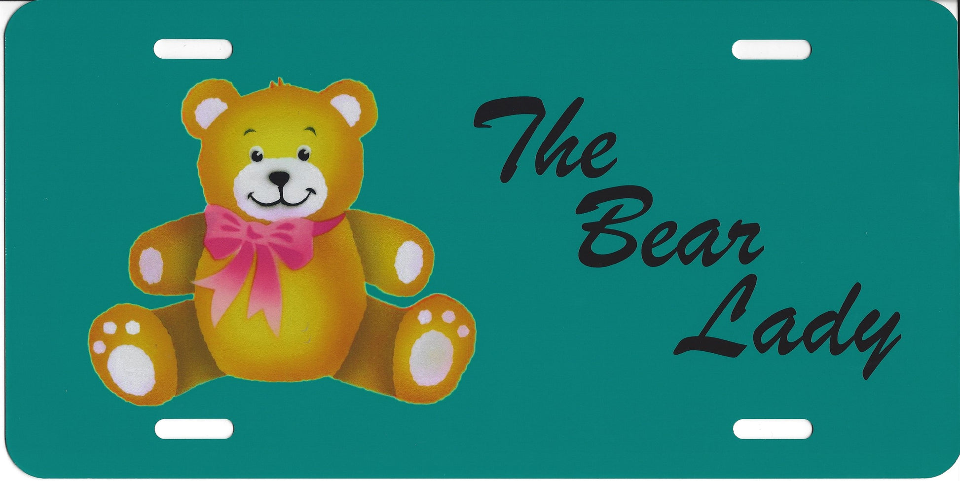 The Bear lady Teddy Bear Photo License Plate