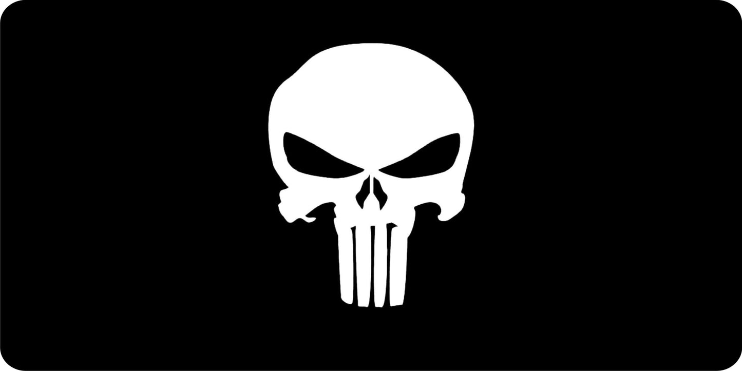 Punisher Skull On Black Photo License Plate