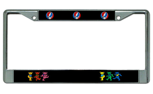 Grateful Dead Bears And Skulls Chrome License Plate Frame