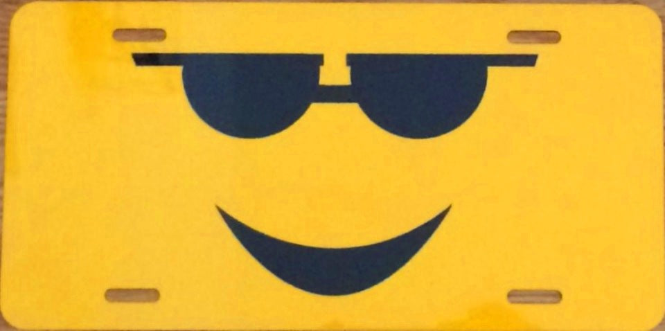 Smiley Face with Sun Shades Photo Metal License Plate