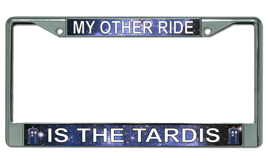 My Other Ride Is The Tardis Chrome License Plate Frame