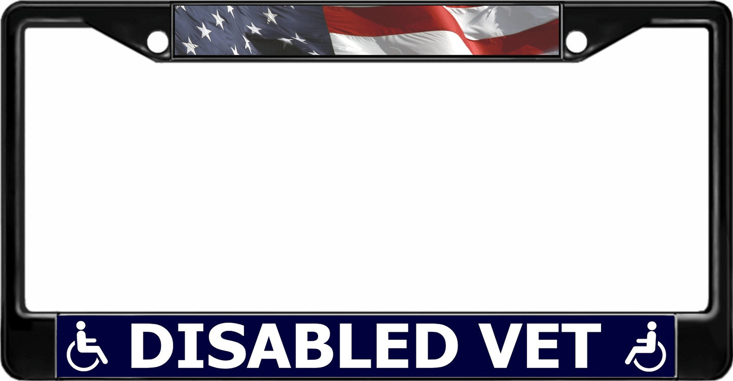 Disabled Vet Black License Plate Frame