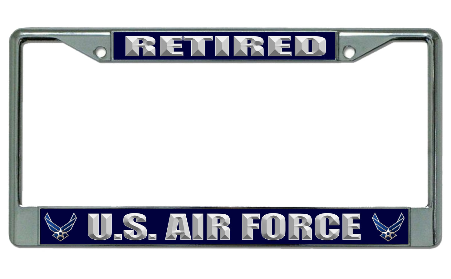 U.S. Air Force Retired Chrome License Plate Frame